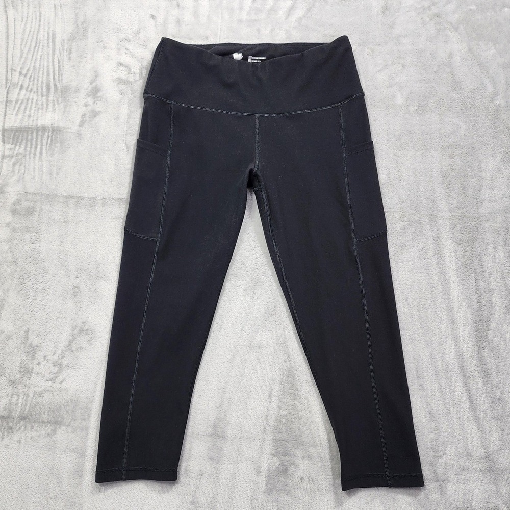 iuga Leggings Womens M Black High‎ Rise Capri Pockets Yoga Gym Running Workout
